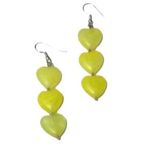 UNBRANDED Bright And Joyful HANDMADE Yellow Heart Drop BEAD Earrings